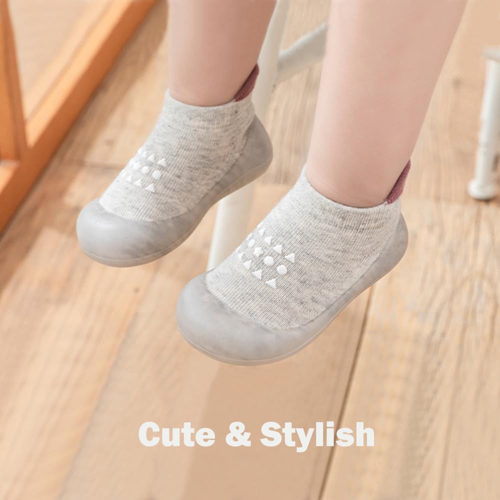 2 Pairs Baby Sock Shoes Boys Girls Non Slip Soft Rubber Sole Sneakers Toddler Infant Slip On Slippers First Walking Shoes - Image 3