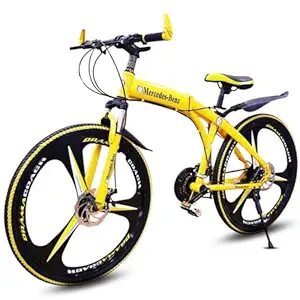 QUESEC New Edge Series Foldable/Folding mac Wheel 3 Spoke MTB Bicycle/Bike with 21 Speed Shimano Gear for Men Cycle (Yellow)