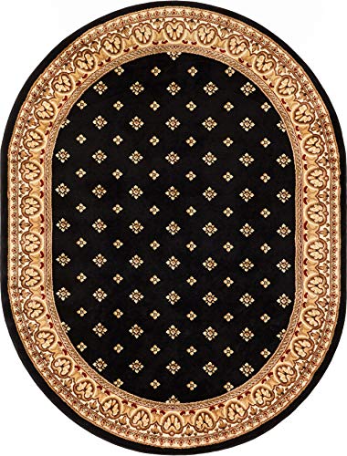 Noble Palace Black French European Formal Traditional Area Rug 5x7 ( 5 3  x 6 10  ) Easy to Clean Stain Fade Resistant Shed Free Modern Contemporary Floral Transitional Soft Living Dining Room Rug