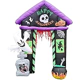 Haunted Hill Farm 9-ft. Haunted House Arch Blow Up with Lights, Halloween Outdoor Decorations for Patio and Yard, or Walkway, Giant Spooky Inflatable Outdoor Holiday Yard Decorations for Home