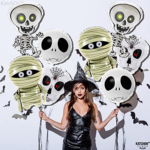 Katchon, Spooky Halloween Balloons Set - Pack Of 8 | Skeleton Balloons, 32 Inch | Halloween Mummy Balloons For Mummy Party Decorations | Happy Halloween Foil Balloons For Halloween Party Decorations #TOP6
