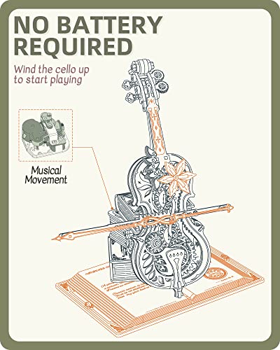 Rokr 3D Wooden Puzzles For Adults,Wooden Music Box Kits-Cello Wood Model Kits For Adults To Build,Stem Projects For Kids Ages 12-16,Birthday Gifts Hobbies For Women Men #TOP21