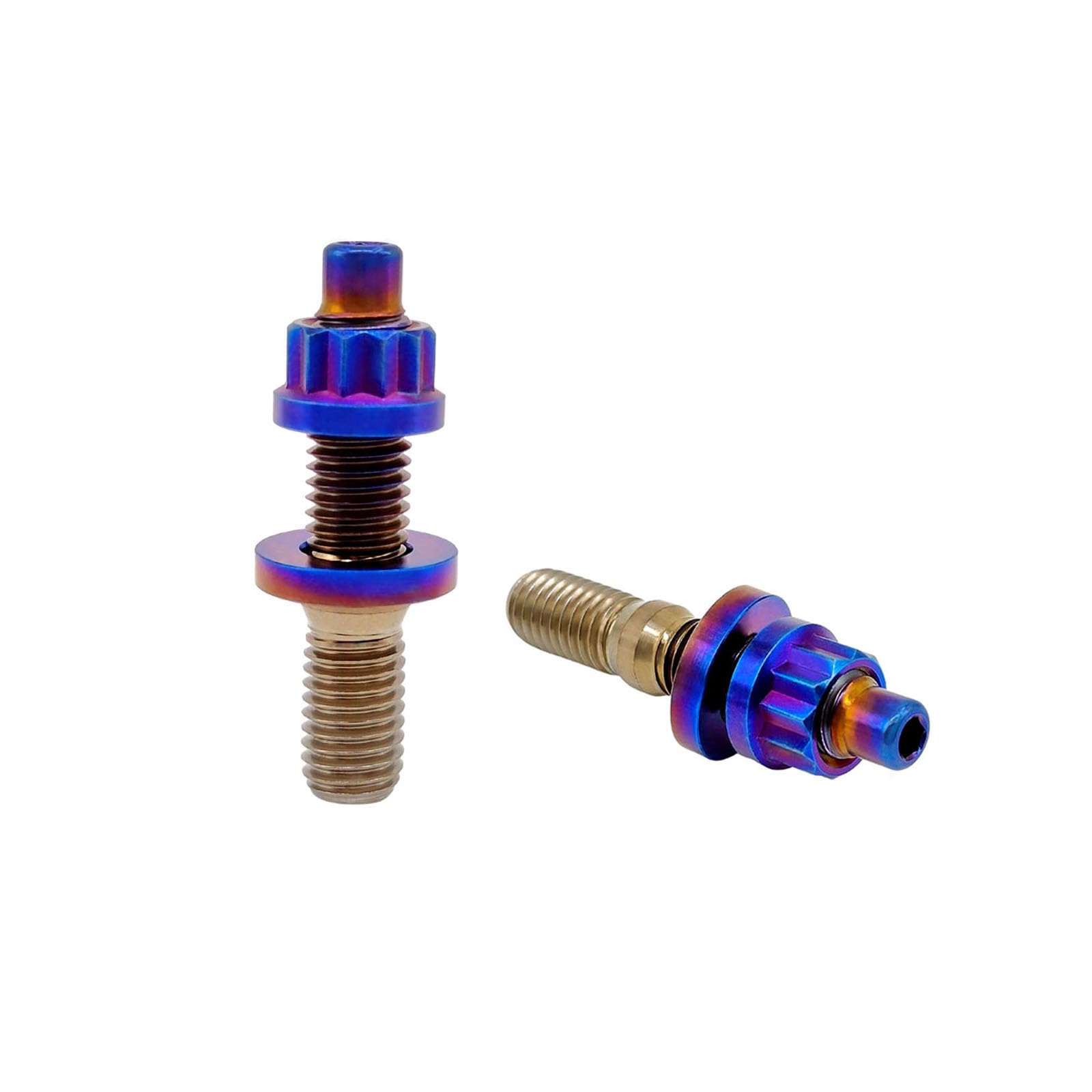 RISON-Titanium 12 Set Bulloni per Collettore di Scarico in Titanio M8 M10, Kit di Prigionieri Filettati con Dado del Sistema di Scarico, Sostituzione Perni e Dadi Flangiati Viti Collettore per Auto