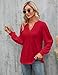 BMJL Womens Work Blouse Dressy Business Casual Tops Long Lantern Sleeve V Neck Office Fall Shirt 2023(2XL,Bright Red)