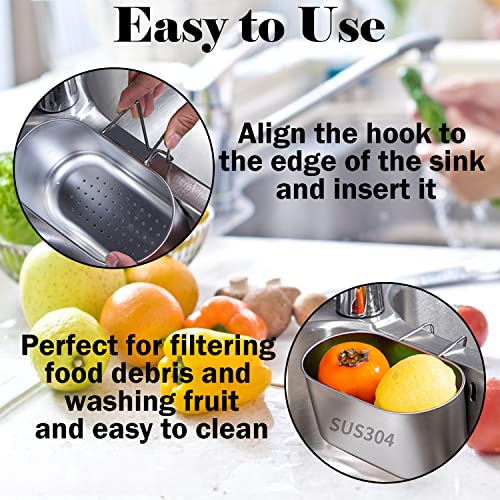 Dupiulk Stainless Steel Sink Drain Strainer Basket, Multifunction Hanging Sink Strainer Colander Drain Basket, Kitchen Sink Food Waste Filter And Vegetables Fruits Clean thumb #5