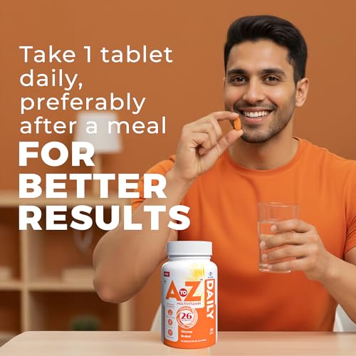 Image of A to Z Daily Multivitamin for Men & Women | 26 Essentials Vitamins & Minerals with Ashwagandha, Brahmi, Ginseng & L-Theanine | Energy, Immunity & Stress Support | 30 Veg Tablets