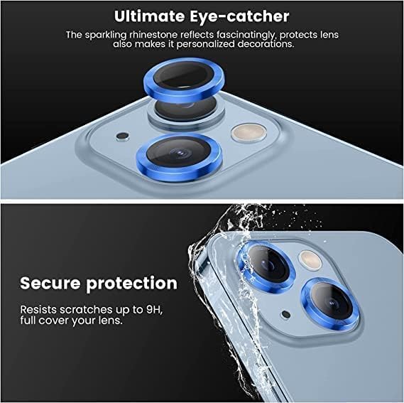 Image of DD SON Back Camera Lens Protector Tempered Glass For iPhone 14 /iPhone 14 Plus | Case Friendly with Edge to Edge Coverage and Easy Installation Kit, Pack of 1 (Blue)