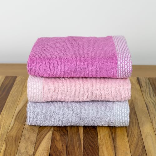 Image of RANGOLI 100% Bamboo Face Towel Set of 3, 500 GSM, Quick Dry Towels for Face, Gym, Travel, Ultra Soft Highly Absorbent, 30Cm X 30Cm, Purple, Peach & Grey