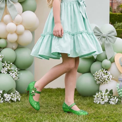 Image of Dufannie Girls Dress Shoes Princess Flats Heels for Toddler Little Big Kids