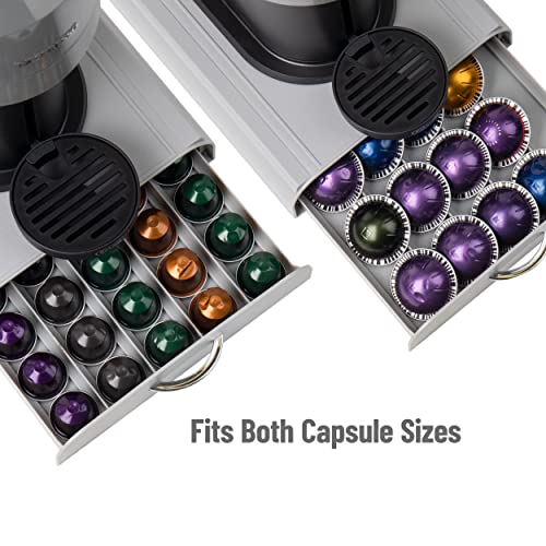 Mind Reader 50 Capacity Nespresso Capsule, 24 Capacity Vertuoline Coffee Pod Storage Drawer Organizer, Grey (K-Cups Doesn't Fit) #TOP3