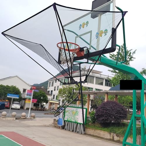 Entrenador de tiro de baloncesto con pista giratoria y red de rebote plegable
