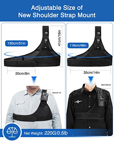 Boblov Body Camera Mount, Chest Vest, Durable Shoulder Single Vest For All Body Camera, Velcro Wearing With Adjustable Size, Support Max 130Cm/4.3Ft And Min 116Cm/3.8Ft Chest Size #TOP4