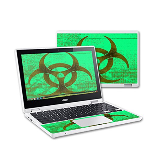 MightySkins Vinyl Skin For Acer Chromebook R11 - Green Flames Design, Protective Decal Wrap (Made In USA) - View #5