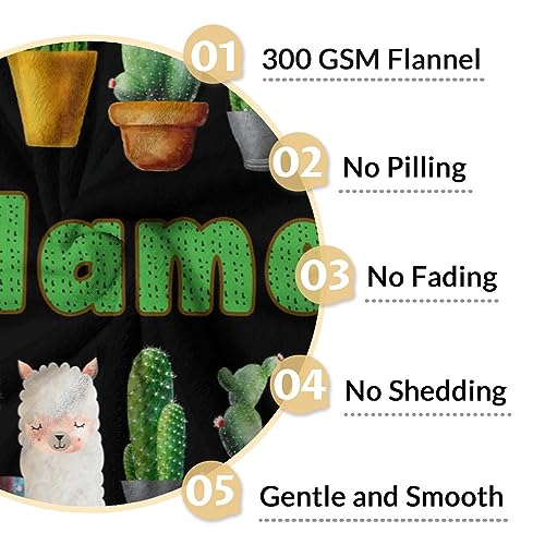 Custom Cactus Throw Blanket - Soft, Fuzzy & Warm - 60x80 Inches Flannel Blankets for Bed, Couch - Black Aesthetic Throws Gift for Adults