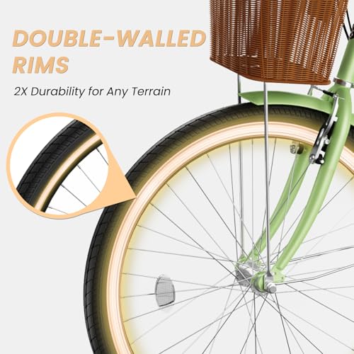 MOONCOOL Women's 7-Speed 24/26 Inch Step-Through Bike for City Commuting