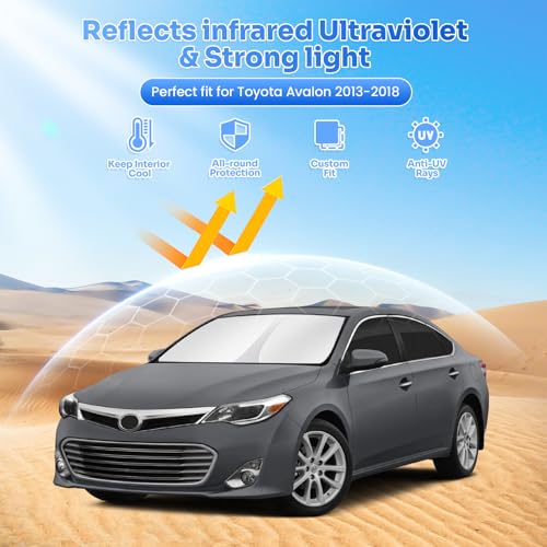Image of Canvcle Window Shades for 2013-2018 Toyota Avalon Accessories Windshield Sun Shade Side Rear Window Covers Sunshade Sun Visor Shield Privacy Protection for Camping Keep Vehicle Cool Black 8PCS