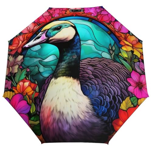 Parapluie de voiture manuel compact anti-vent avec motif gui de Noël