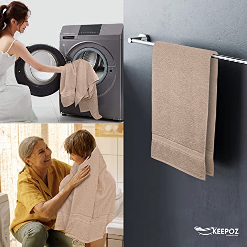 Keepoz 4 Piece Bath Towels Set, Premier Cotton 600Gsm, (30X54 Inches) Extra Large, Lightweight, And Highly Absorbent Quick Drying Luxury Bath Towels Set For Bathroom, Gym, Spa And Hotel (Camel) #TOP6