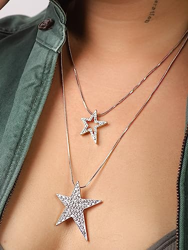 Sacina Gothic Grunge Y2k Aesthetic Layered Rhinestone Star Necklace, Y2k Emo Grunge Necklace, Christmas Jewelry Gift for Women2
