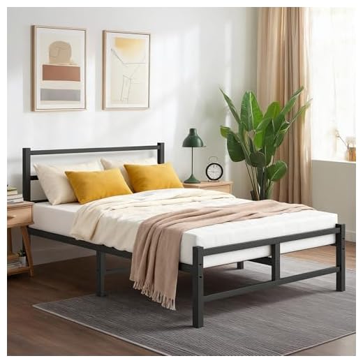 Frost IX Double Bed Frame, 4ft6 All Metal Slats Support Platform Bed Frame with Under-Bed Storage Space, Easy Assembly, Noise Free, No Box Spring Needed, Black