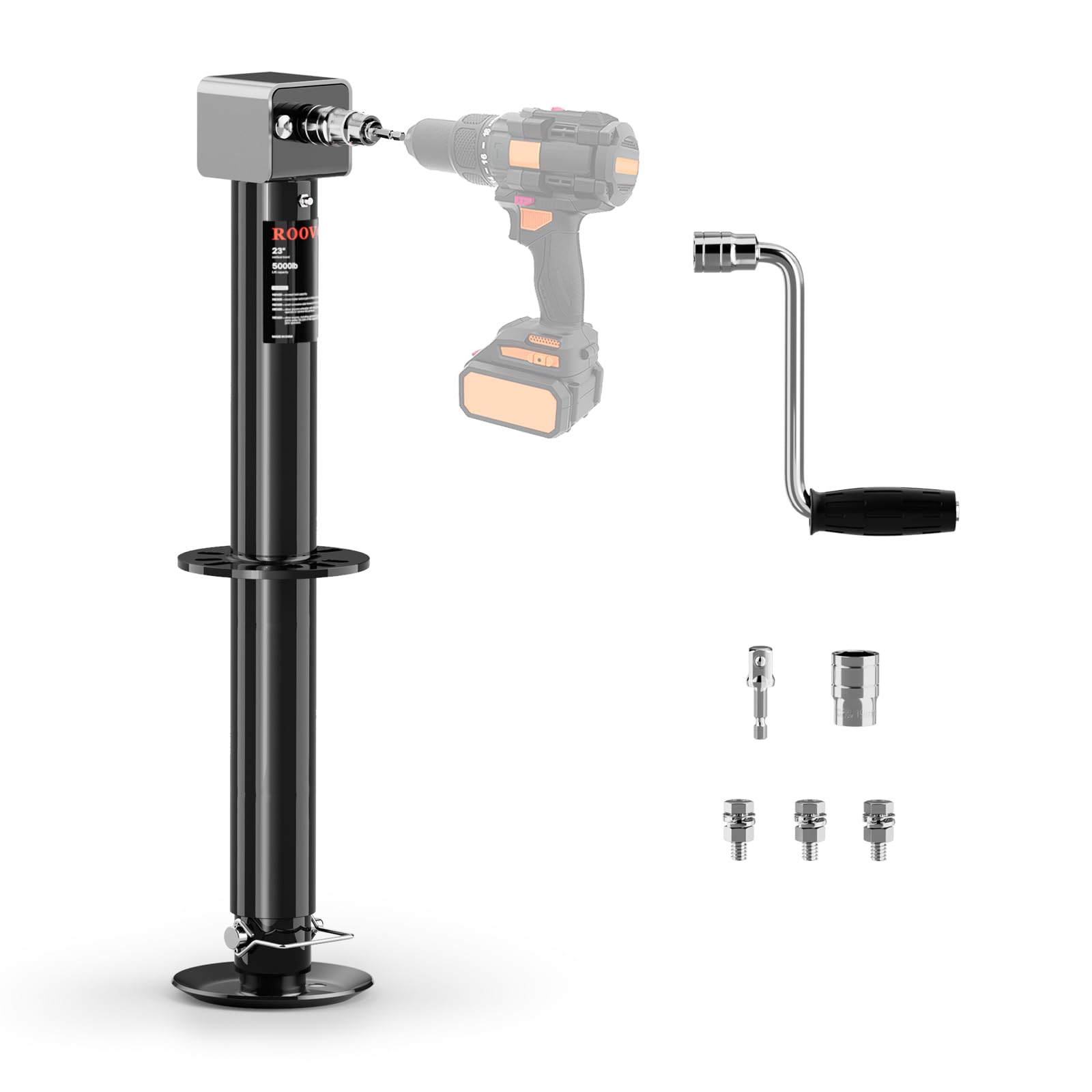 5000 lbs A-Frame Trailer Jack, Drill Powered Boat Jack, Gary (Black)