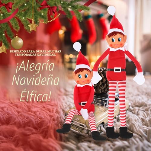Miniatura 4 de Encantadora Niña Elfa Roja De Cuerpo Largo Con Cara De Vinilo Con Sombrero - 30 Cm 1 Unidad - Juguete De Peluche Decoración Navideña Y Regalo