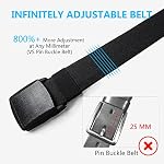 Ceinture élastique Hommes, 1.5" Ceinture tactique en nylon stretch, YKK Boucle en plastique pour randonnée, travail, voyage & Aéroport convivial