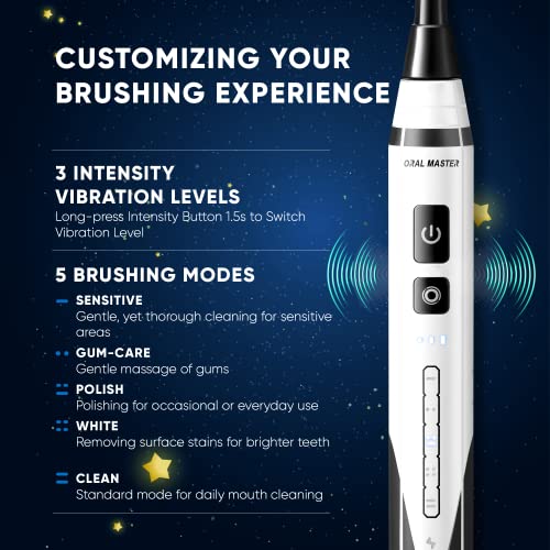 Oral Master Kids Sonic Electric Toothbrush, 5 Modes&3 Intensity Levels, 2-Min Timer, Wireless Charge, Ipx7 Waterproof, Ideal Gift For Boy Girl, Rocket Series Childrens Electric Toothbrushes For Age 3+ #TOP1