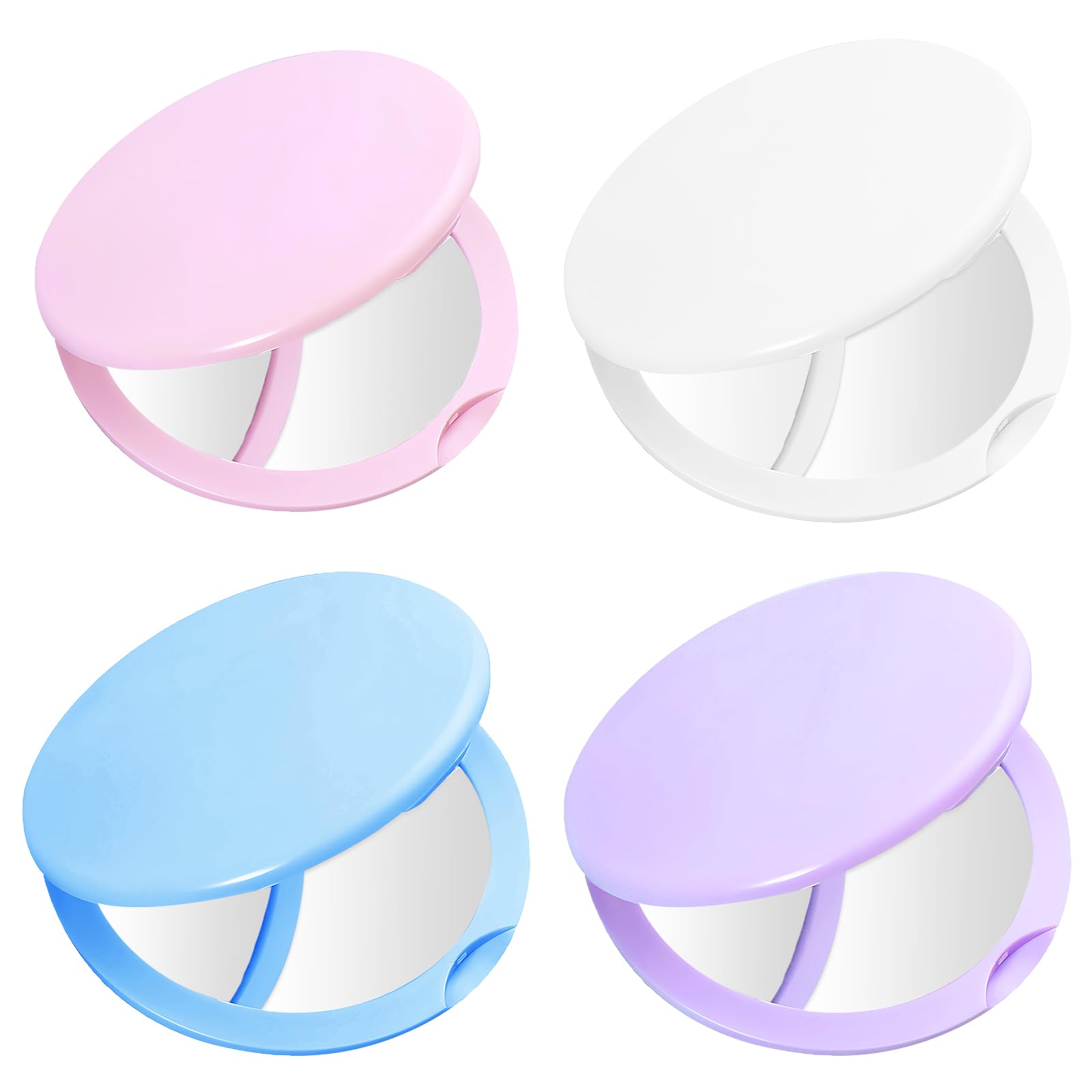 hongmo 4 Pcs Espejo de Bolsillo con Aumento, Espejo de Bolso, Espejo de Mano de Doble Cara, Espejo Compacto Plegable portátil Circular, Llevar en el Bolso y de Viaje