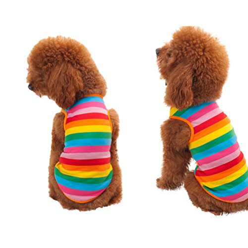 Cachorrinho elegante vestido vestido de colete arco-íris de arco-íris pet verão roupas vestido camis