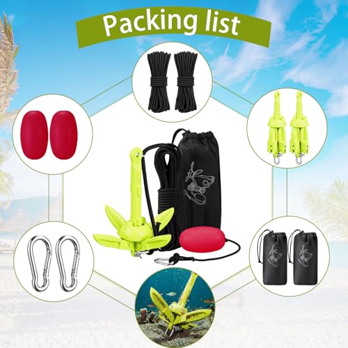 Image of Lounsweer 2 Pack 1.5 /3.5 lb Marine Kayak Anchor Kit Folding Grapnel Anchor Kit Boat Kayak Fishing Accessories for Small Boats Kayaks Canoe Paddle Boards
