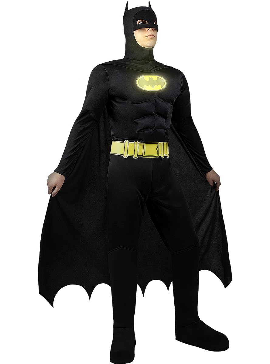 Funidelia | Disfraz de Batman TDK Lights On! para hombre Superhéroes, DC Comics, Murciélago - Disfraces para adultos, accesorios para Fiestas, Carnaval y Halloween - Talla M - Negro