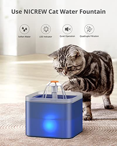 NICREW Katzenbrunnen, Automatische Trinkbrunnen für Katze und Hunde, Ultraleiser Wasserbrunnen mit Aktivkohlefilter und Wasserpumpe, 2 L, Blau - Image 3