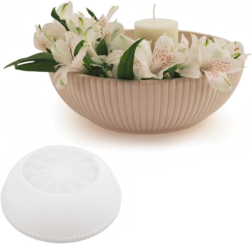 Large Bowl Resin Mold, 10 Inch Round Bowl Silicone Container Epoxy for Resin Concrete Candle Holder Trinket Box Succulent Plant Pot Bathroom Storage Craft Making Decoration