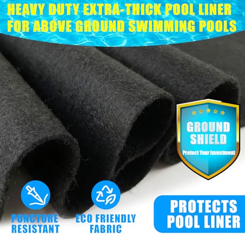 Image of Pool Liner Pad for Above Ground Pool - Heavy Duty 8oz /m Felt Underlayment Pad, 40% Thicker Rectangle Pool Pad,Heat-Pressed Under Pool Mat for Superior Puncture Resistance (12*20ft, Rectangle)