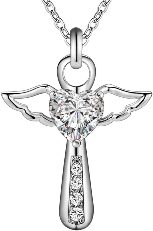 Collar cruzado de plata hipoalergénico OwKay alas de ángel sin níquel joyería fina