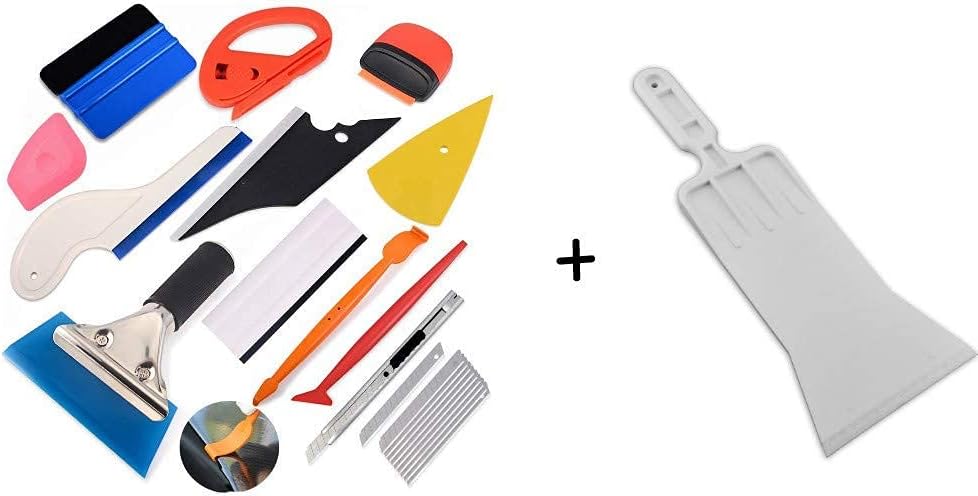 EHDIS Vinyl Wrap Tool Vehicle Window Tint Tool Kit with Bulldozer Squeegee,Vinyl Felt Squeegee,Vinyl Cutting Knife,Scraper,Small Squeegee for Car Window,Mirror