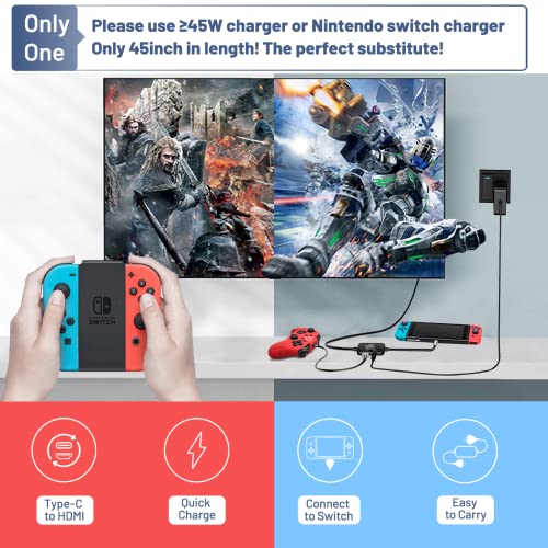 Q.NAIVATY Mini Switch Dock for Nintendo, Portable TV Docking Station Replacement for Nintendo Switch with HD and USB Port Suitable for Travel Party-Black