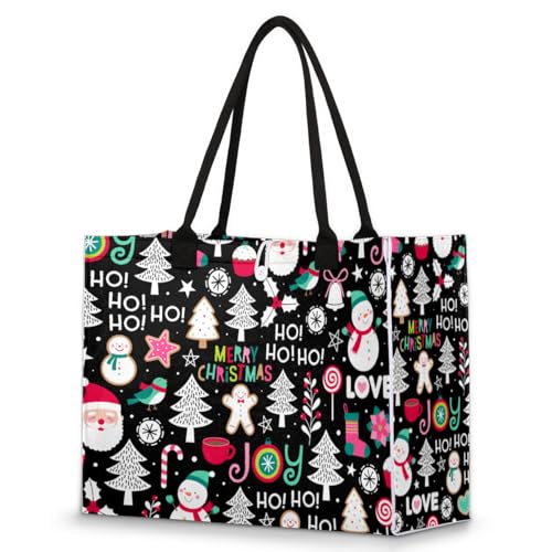 Christmas Cute Patterns Tote Bag for Women Large Beach Bag Reusable Tote Bags for Work Travel Beach Shopping