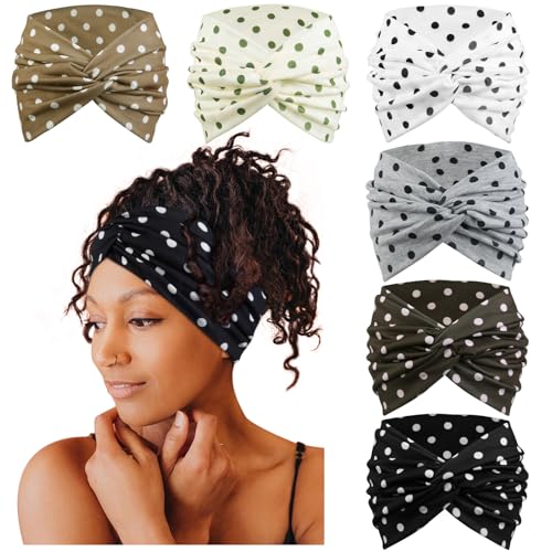 Image of Tobeffect 7 Inches Polka Dots Headbands for Women, Extra Wide Fashion Turban Headband for Women's Hair, Large Thick Hairbands Bandana Head Band Accessories for Wig, Workout, Yoga, Sports