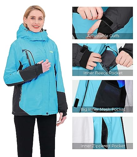 Image of Wantdo Women's Mountain Waterproof Ski Jacket Windproof Rain Jacket Winter Warm Hooded Coat