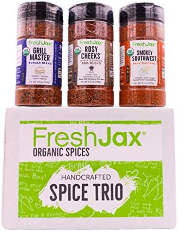 FreshJaxOrganic Steak Meat Seasoning Gift Set | 3 Large Bottles | Grill Master, Rosy Cheeks Rub, Smokey Southwest Grill Seasoning | Handcrafted in Jacksonville | Grilling Spice Gift Set (3 pack) - Gift Box Included