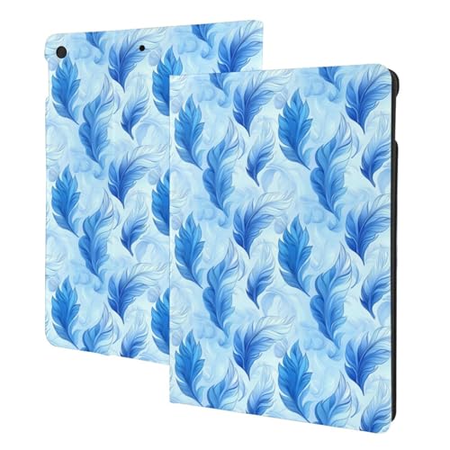Étui folio iPad 10.2 plume bleue avec support ajustable et réveil magnétique