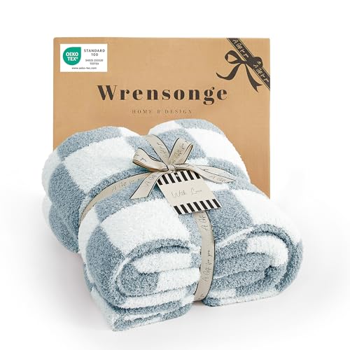 WRENSONGE Soft Checkered Throw Blanket for Couch-Cozy Warm Knitted Blankets by WRENSONGE - Used condition - US$34.00