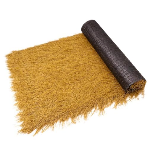 Pithsdp Realistic Synthetic Thatch Grass Roofing Roll for Bar Hut,Hay Bales Material for Summer Tropical Party,Mexican Style Straw Roof Decorate Patio Fence(Size:0.5M*1M(19.7''×39‘’,Color:Yellow)