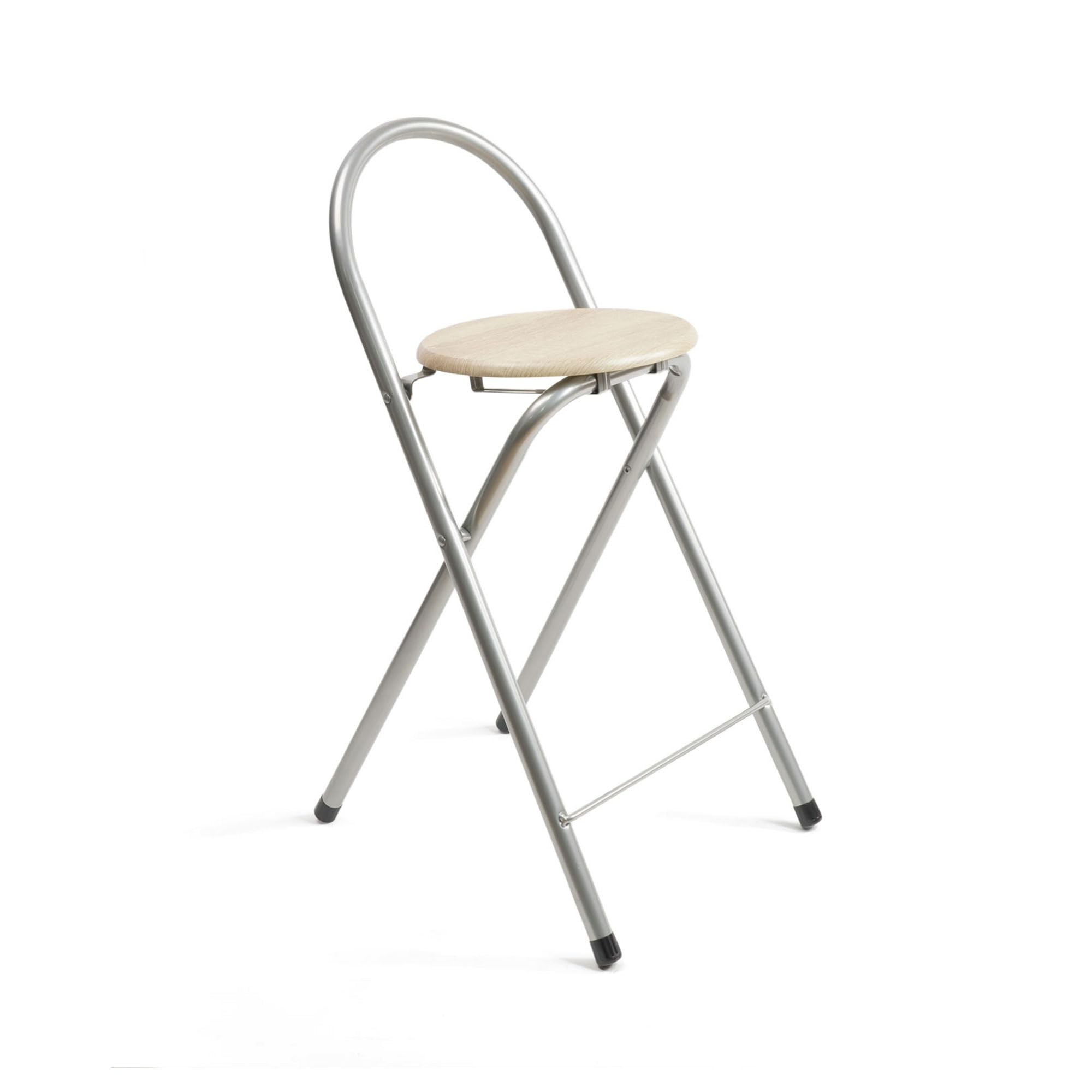 THE SECRET HOME - Pack de 1,2,4 y 6 Taburetes Plegables con Respaldo - Sillas Plegable de Metal y Madera - Alto. 80 cm x Ancho. 40 cm (1, Madera Clara/Plateado, Alto. 80 cm x Ancho. 40 cm)