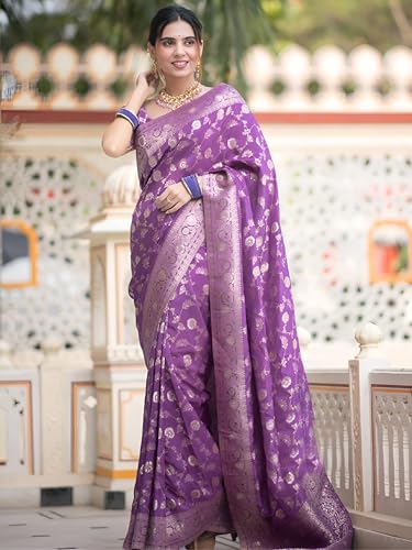 Image of Yashika Women's Pure Kanjivaram Silk Saree Soft Banarasi Style Wedding With Blouse Piece | Saree For Women | New Sari
