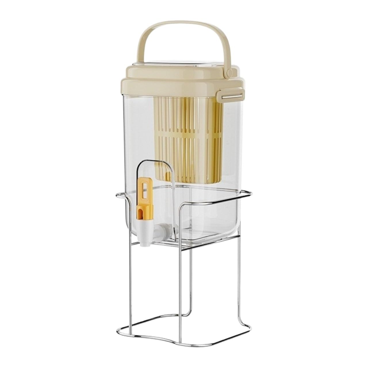 MYUYEE Beverage Dispenser,Juice Refrigerator Beverage Bucket With Tap Home Beer Dispenser Drink Tower (Beige 13X15.5X21Cm)