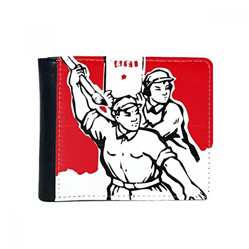 Billetera de cuero de imitación roja para evitar la pérdida de tarjetas