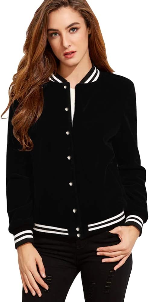 FV RELAY® Women's Baseball Jackets Casual Varsity Velvet Short Coats Outwear
